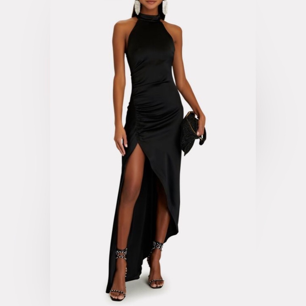 Retrofte Sab Ruched Satin Maxi Dress, Size M